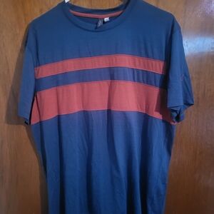 Men's Blue and Red Striped Shirt. Merino Wool.